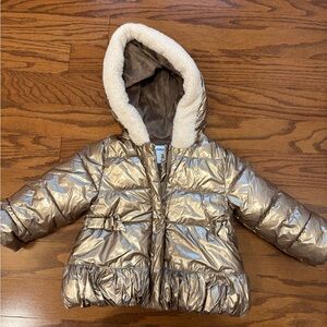 Mayoral Metallic Gold Jacket with Faux Fur Lining